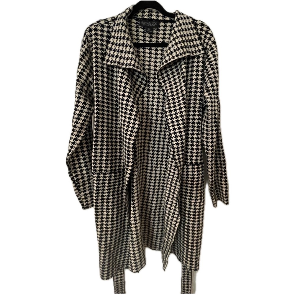 Rachel Zoe Black & Cream Belted Jacket – Size Large